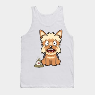 Funny yorkshire terrier steps on a dirty diaper Tank Top